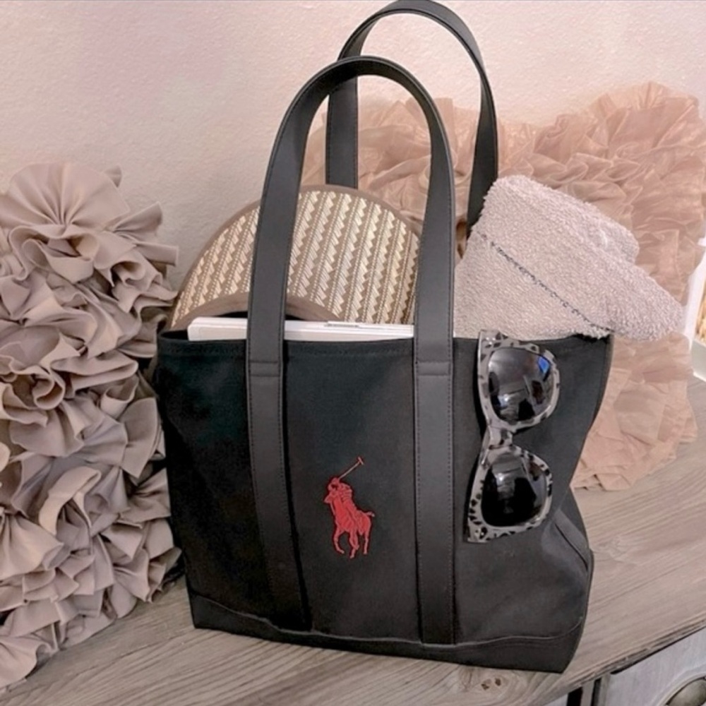 Ralph Lauren Black Tote with Red Logo
